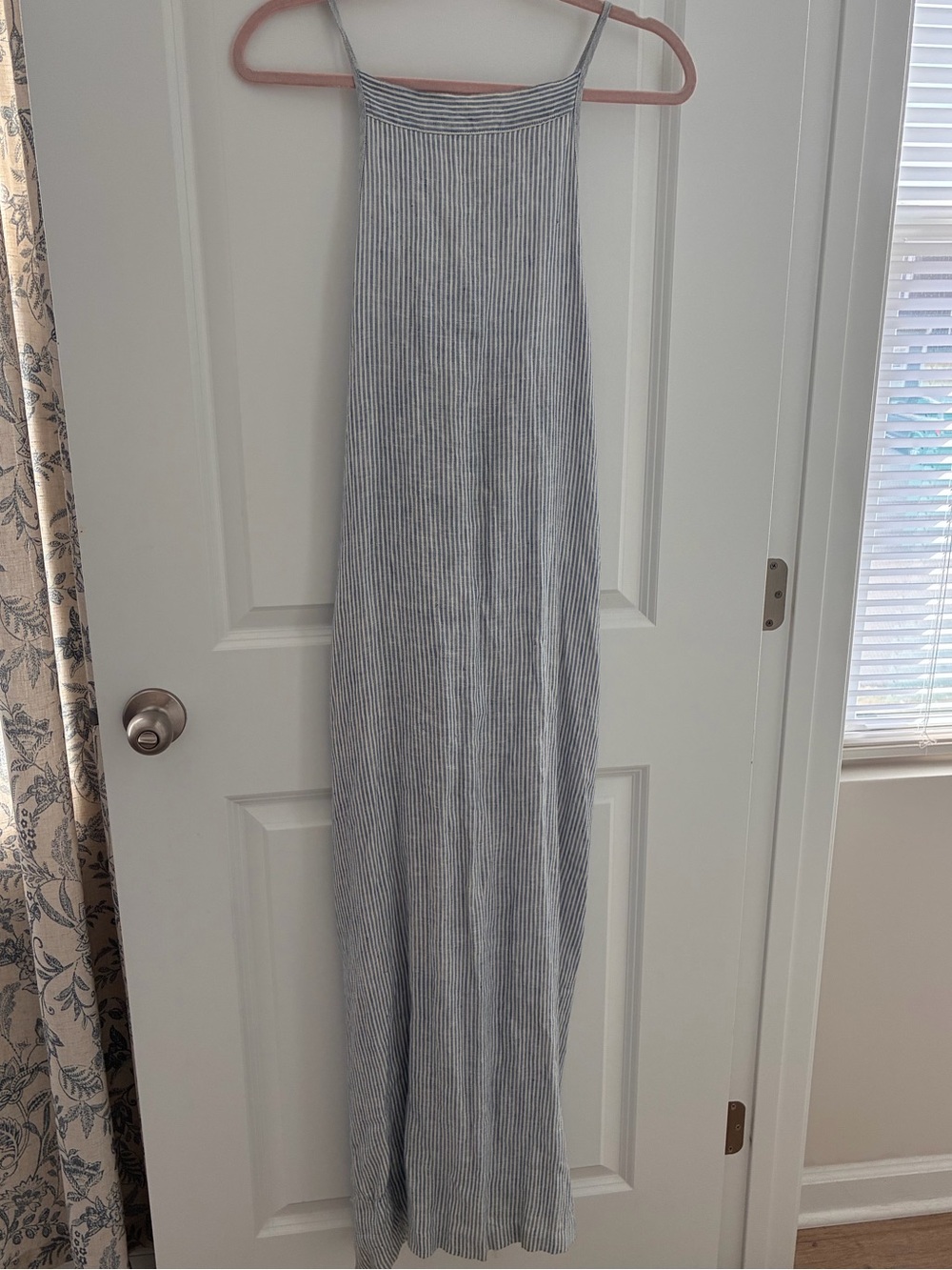 Seersucker Striped Maxi Dress with Spaghetti Straps